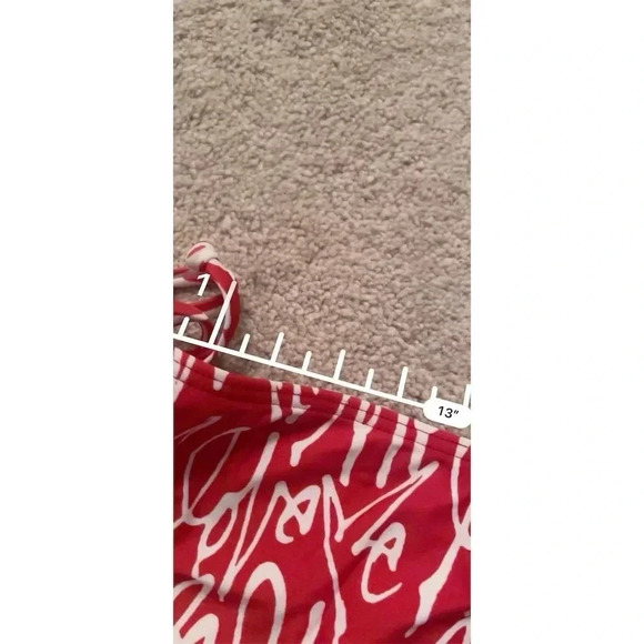 OBEY RED AND WHITE LOGO SCRIPT SIDE TIE BIKINI BOTTOMS Size L - Picture 3 of 9